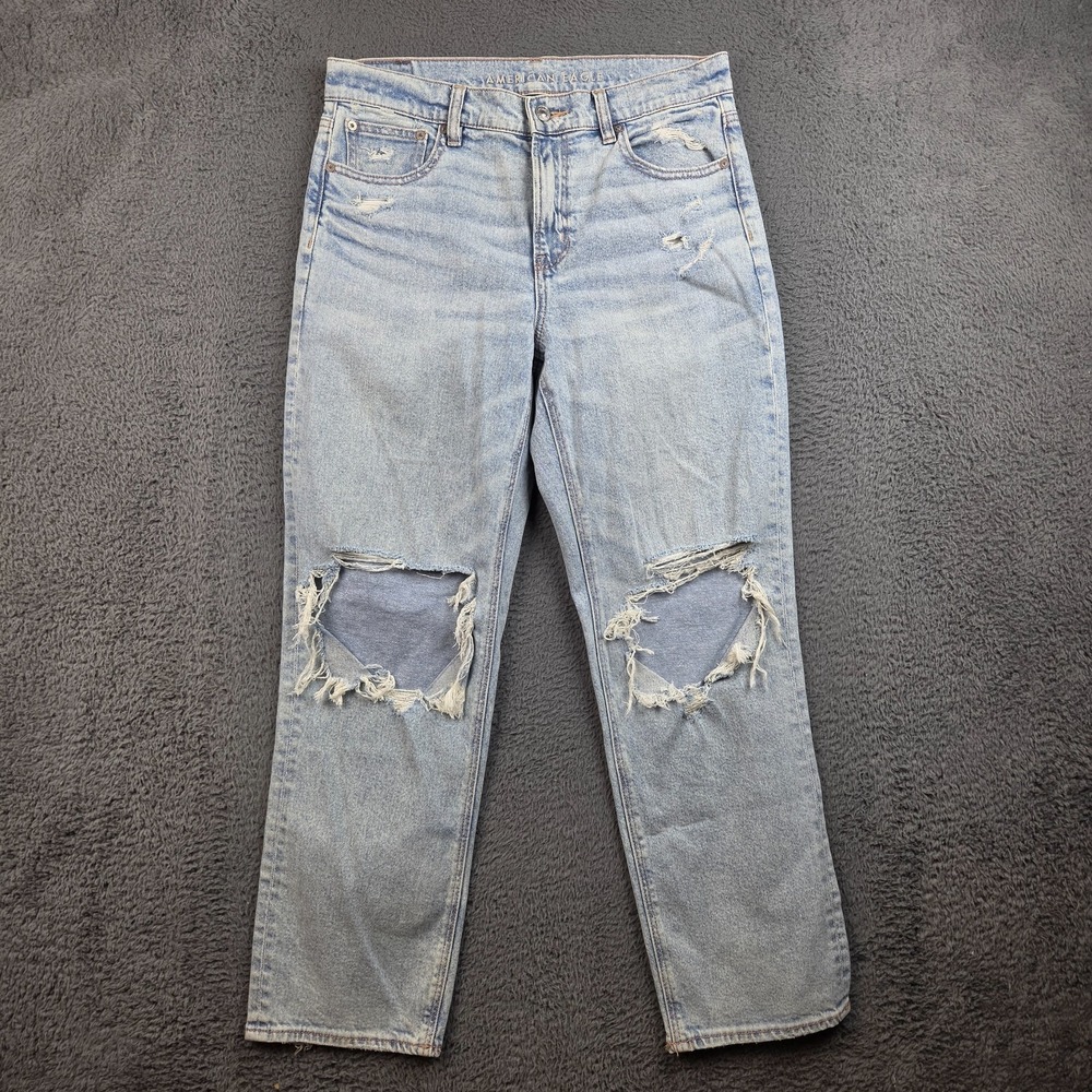 American Eagle Jeans Women's 8 Super High Rise Ankle Straight Distressed Stretch